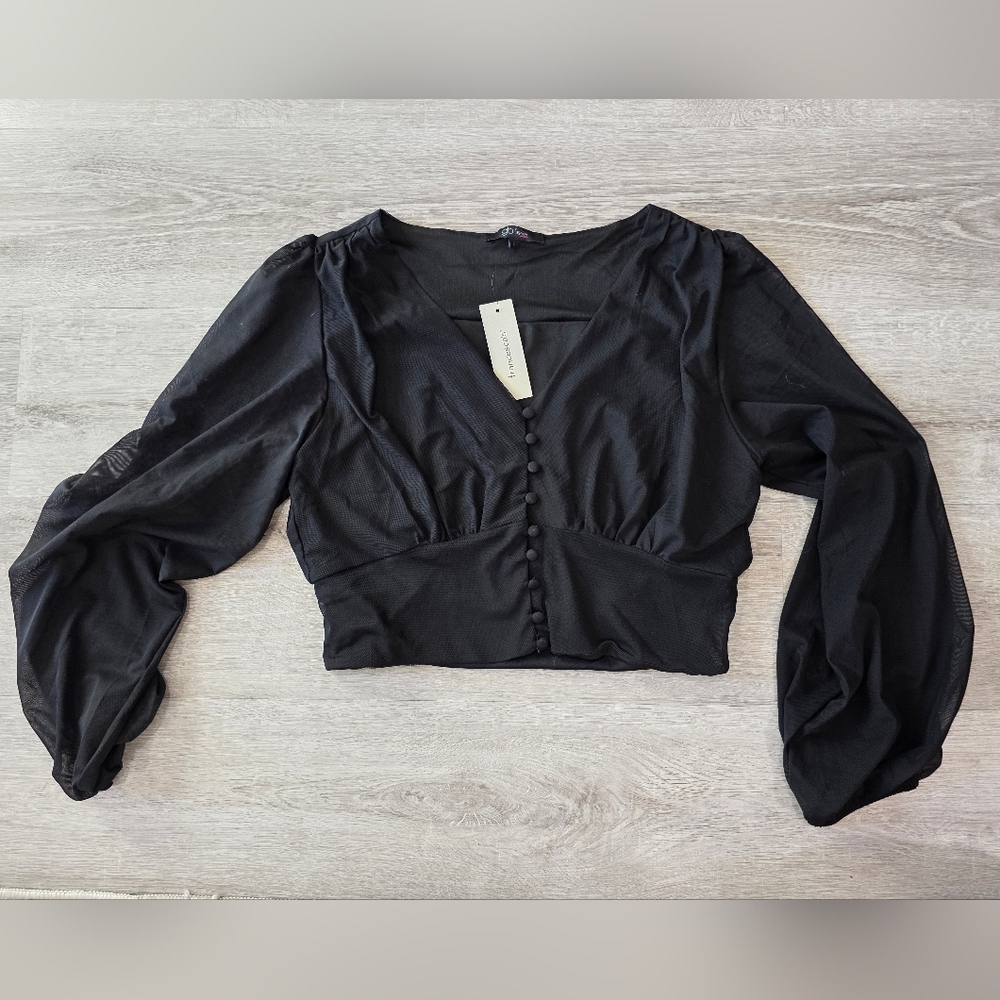 Glo Fashion | Francesca's Elegant Black Button-Up Women's Top